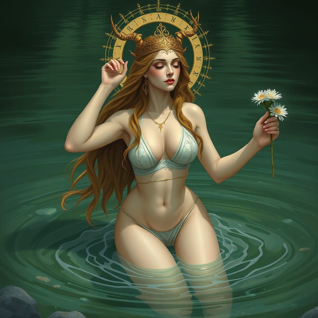 Slavic Water Nymph Goddess in Mystical Water