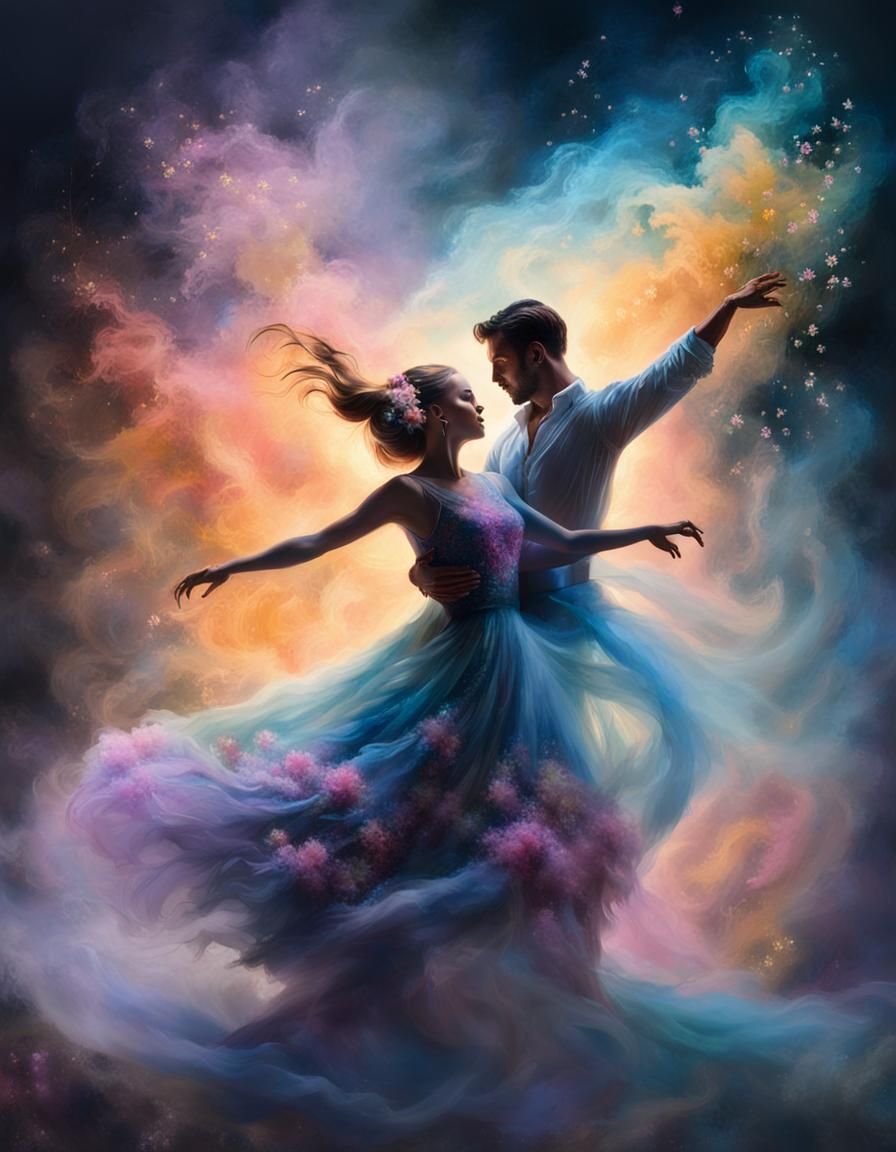 Whimsical Couple in Dreamy, Ethereal Fantasy