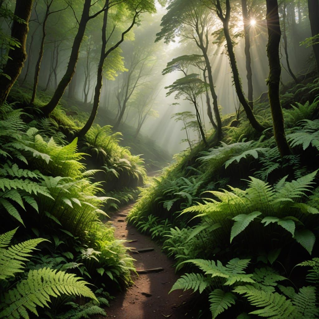 Mystical Valley Path in Ethereal Light