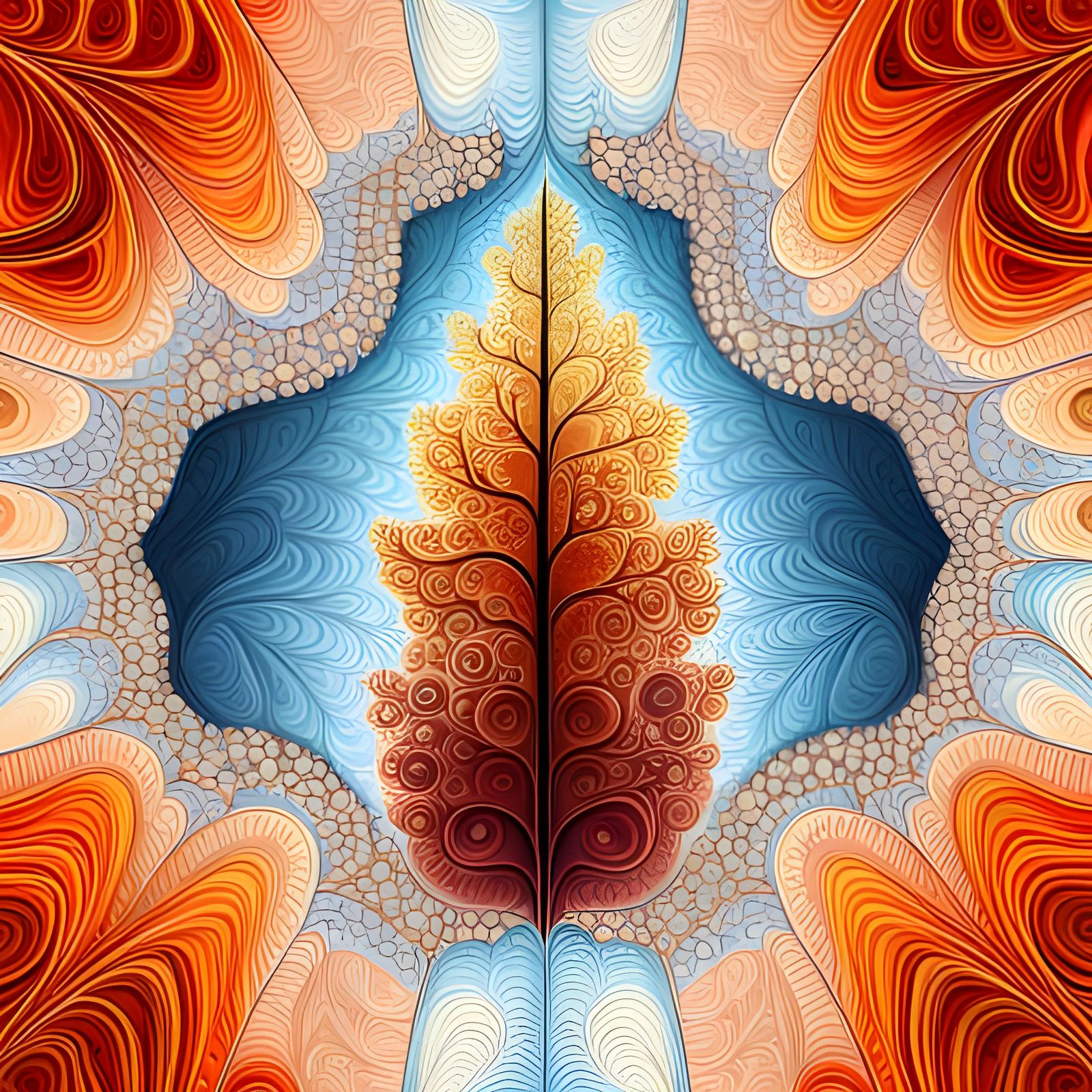 Geometric Mandelbrot Stone Art Pattern