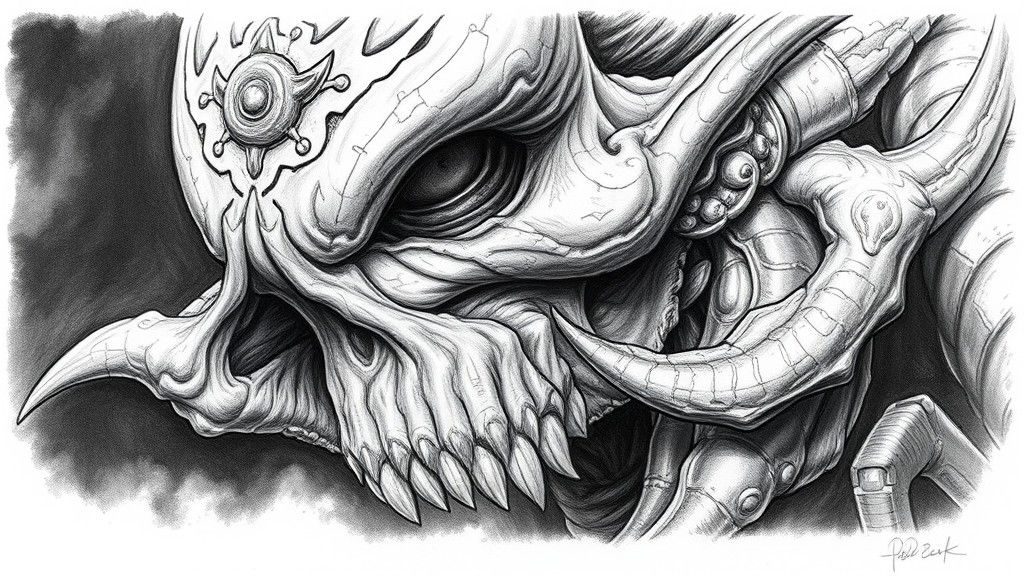 Hyperdetailed Charcoal Drawing of RDK, 245 A