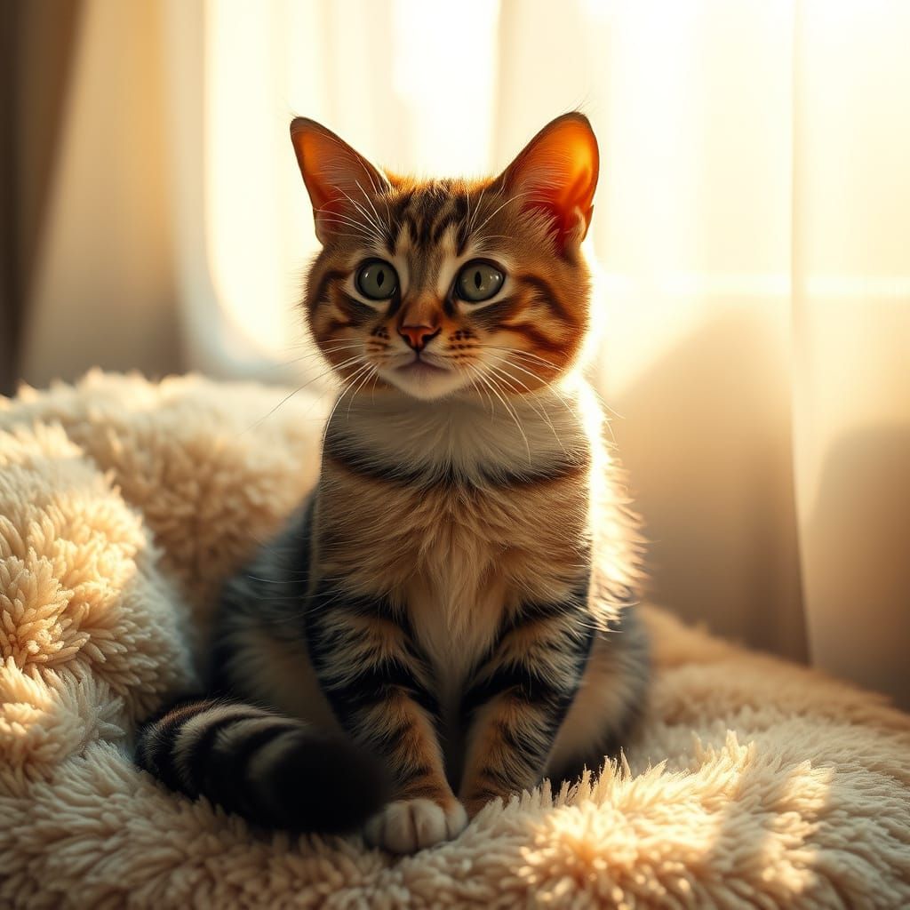 Whiskered Feline in Warm Radiance