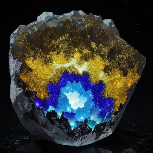 Glowing Geode Rock in Space: Macro Photography