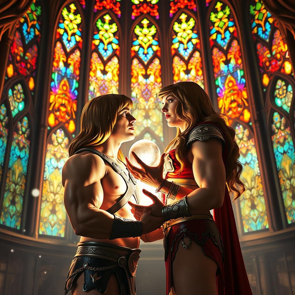 He-Man and Teela in Stained Glass Castle