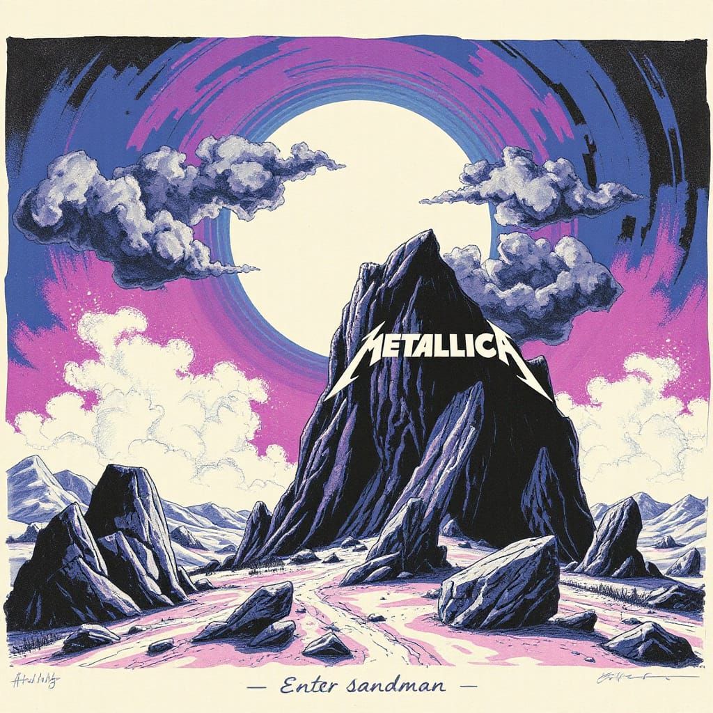 Surrealist Dreamscape Inspired by Metallica's Enter Sandman