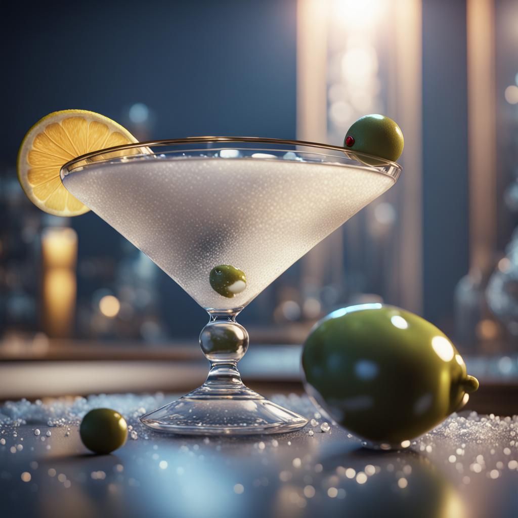 Giant Martini Cocktail in 3D Game Style