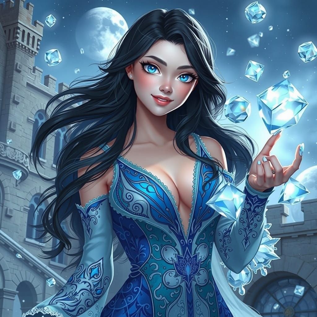 Mystical Blue Goddess in Ruins