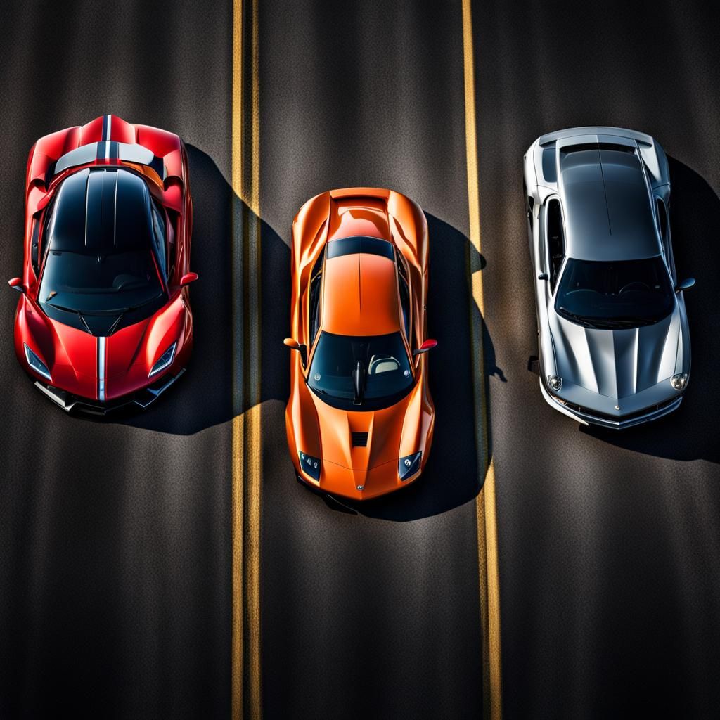 Hyperrealistic Drag Race Between Muscle Car and Supercar