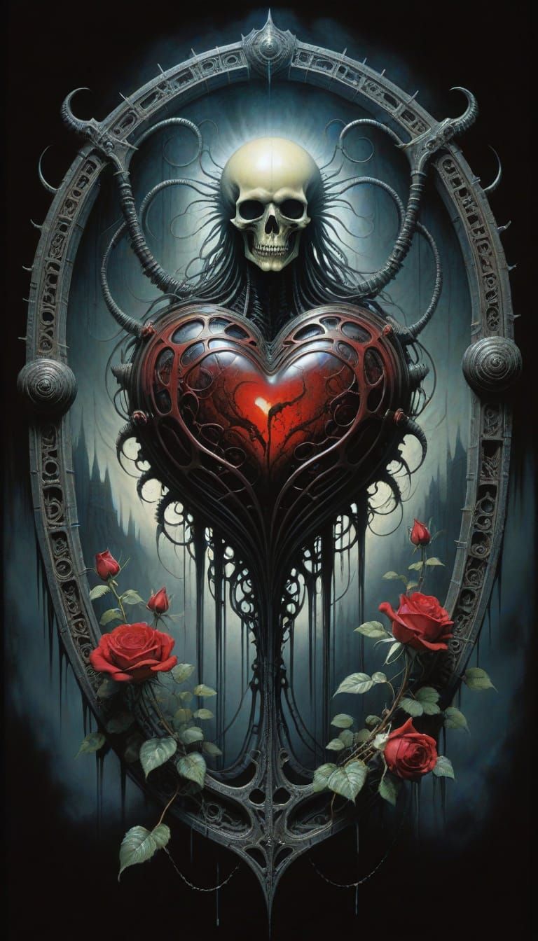 Ethereal Heart of Alabaster and Bioluminescent Vapors