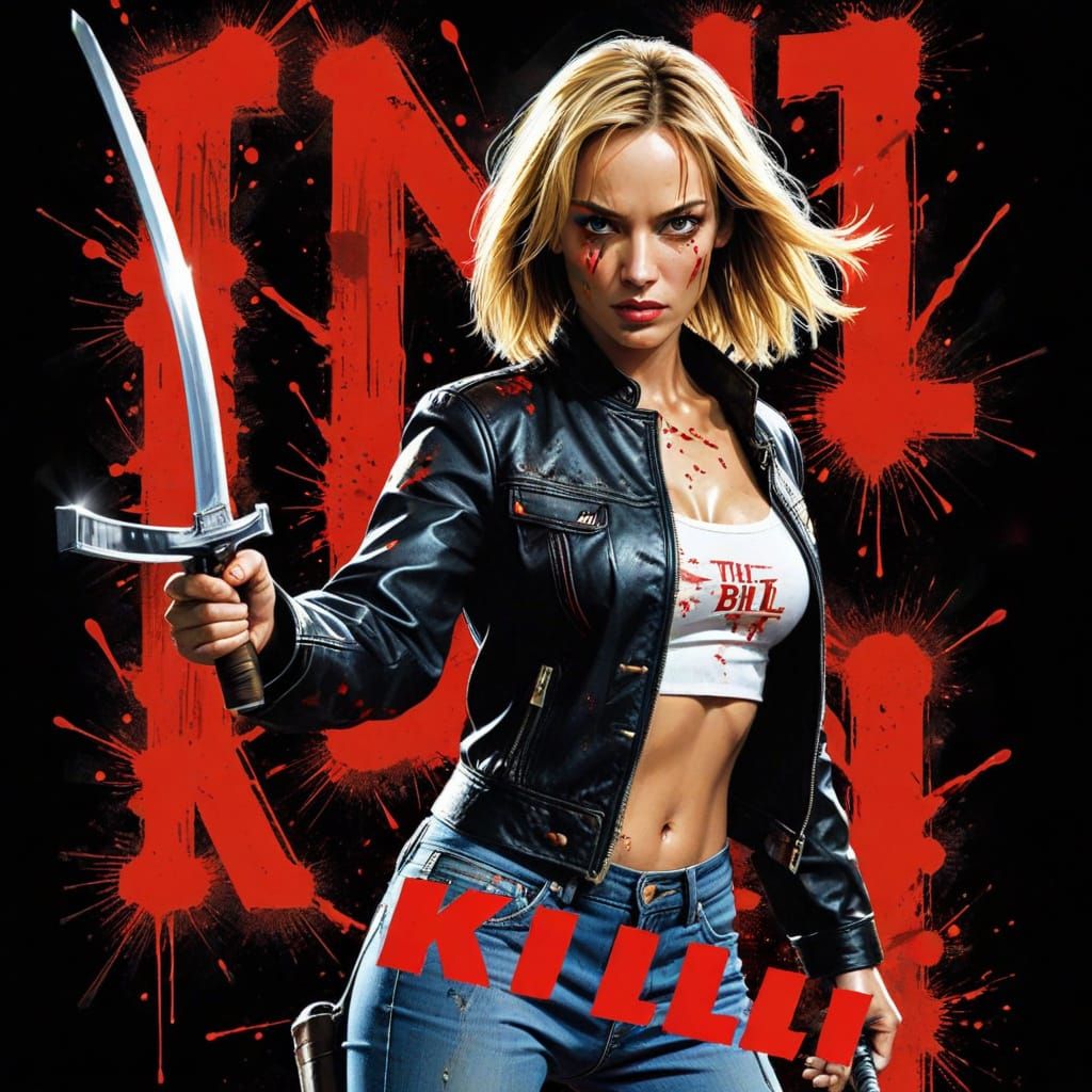 Action Heroine Uma Thurman Wields Katana in Dramatic Movie P...