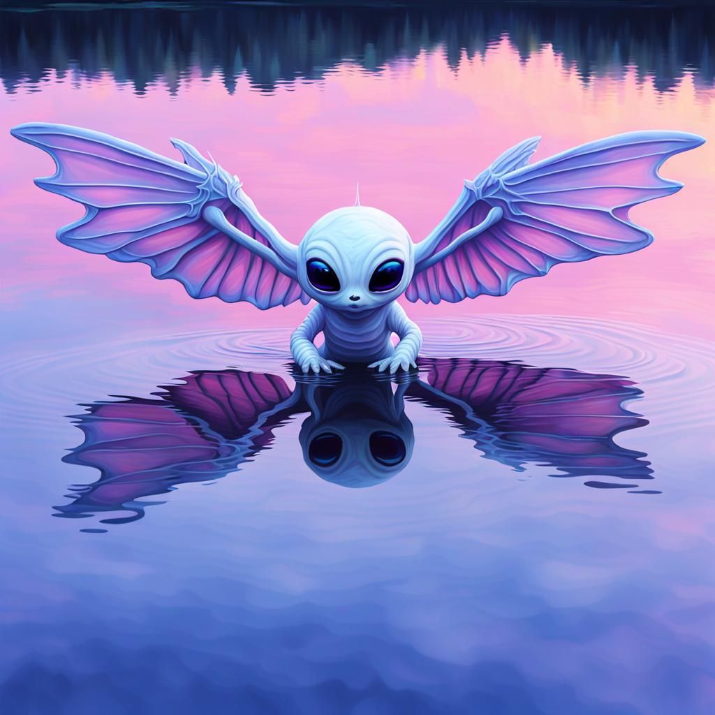 Ethereal Alien Creature in Gothic Fantasy Landscape