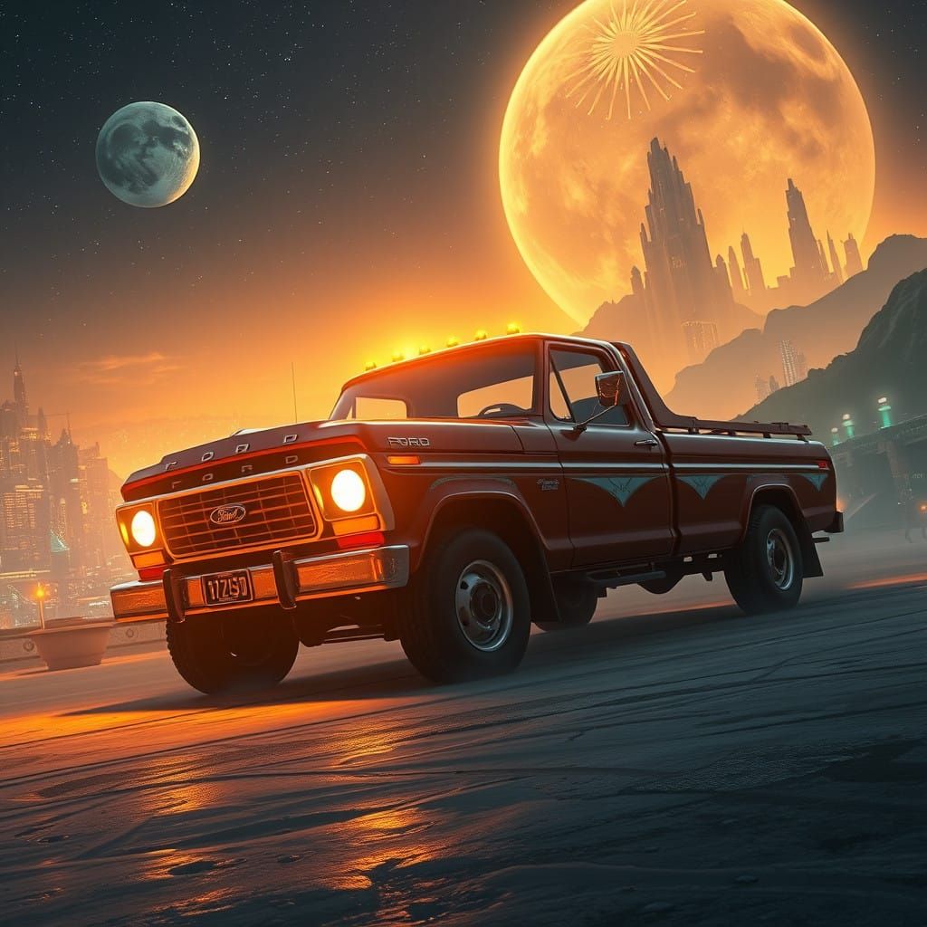 Majestic Ford D1210 Truck Illuminated in Golden Light