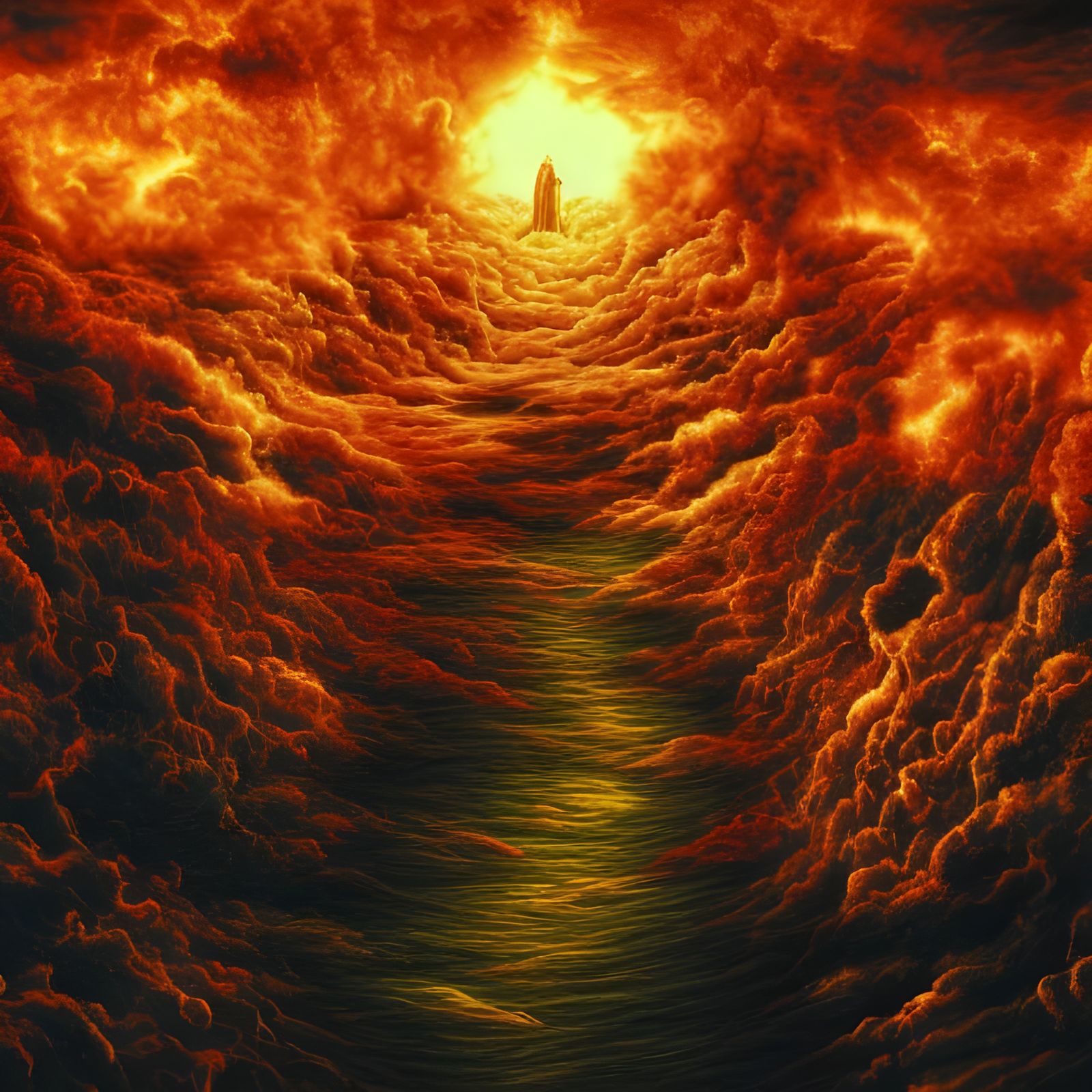 Angelic Vision of Hell: Hyperrealistic Oil Painting