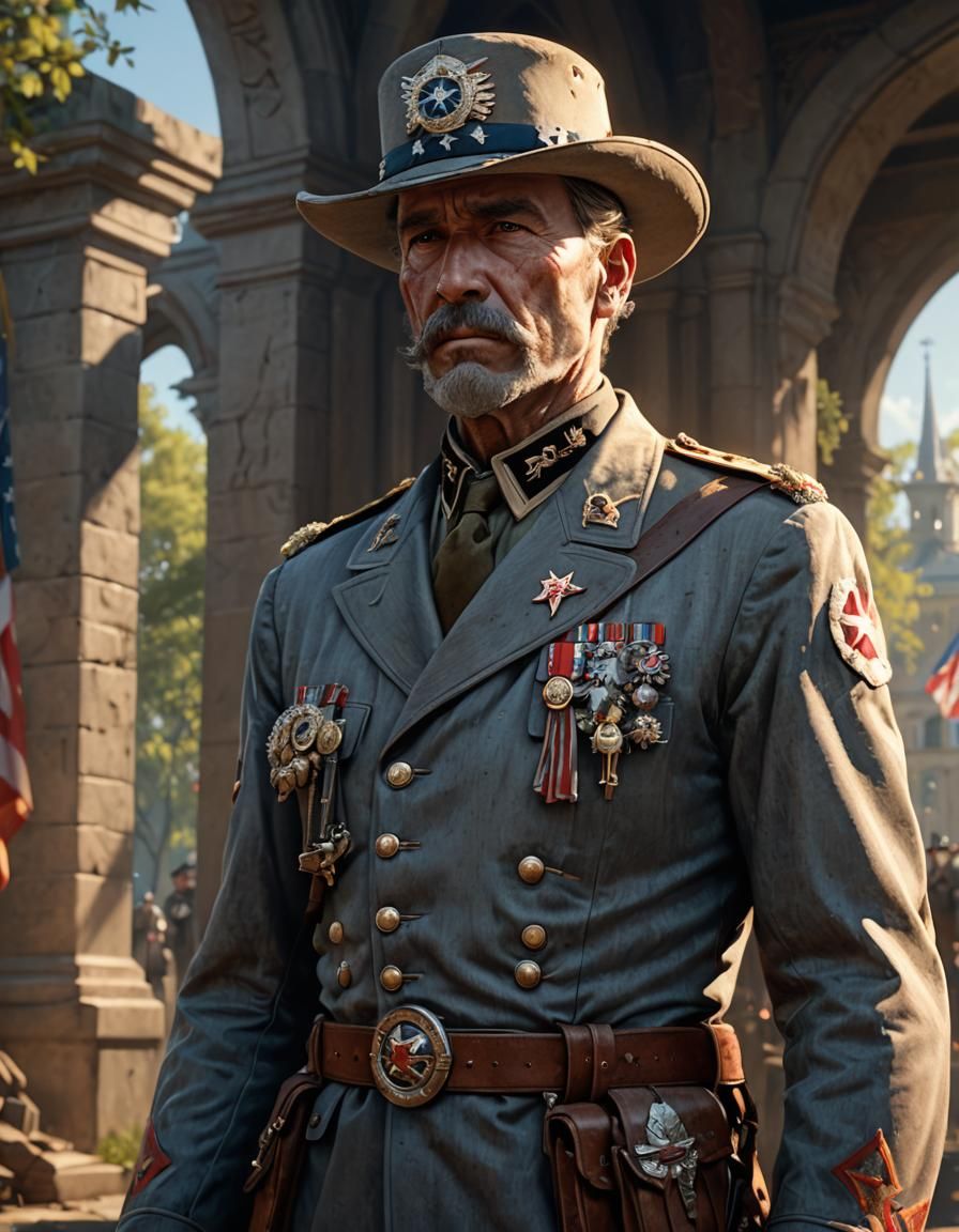 Confederate General in Uniform: Artgerm, Rutkowski, WLOP Sty...