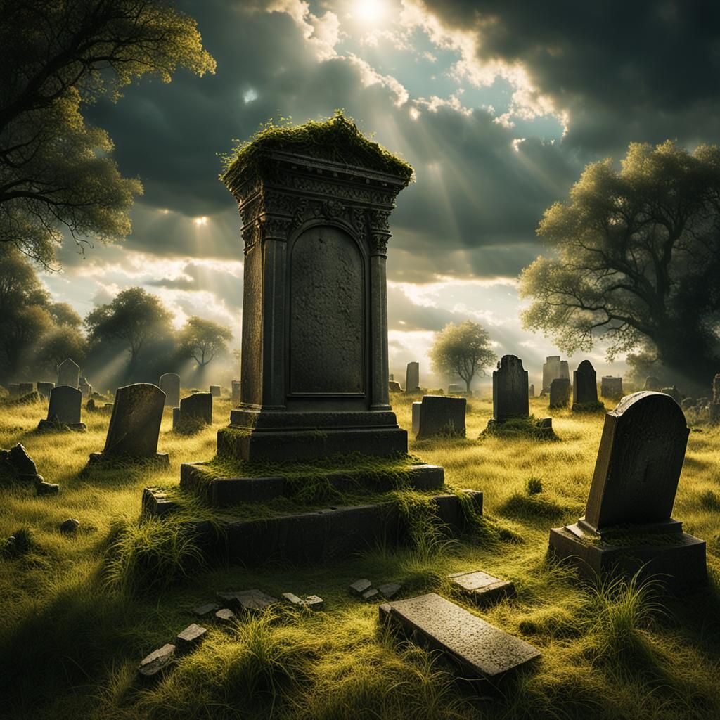 Ominous Ancient Grave in Golden Light