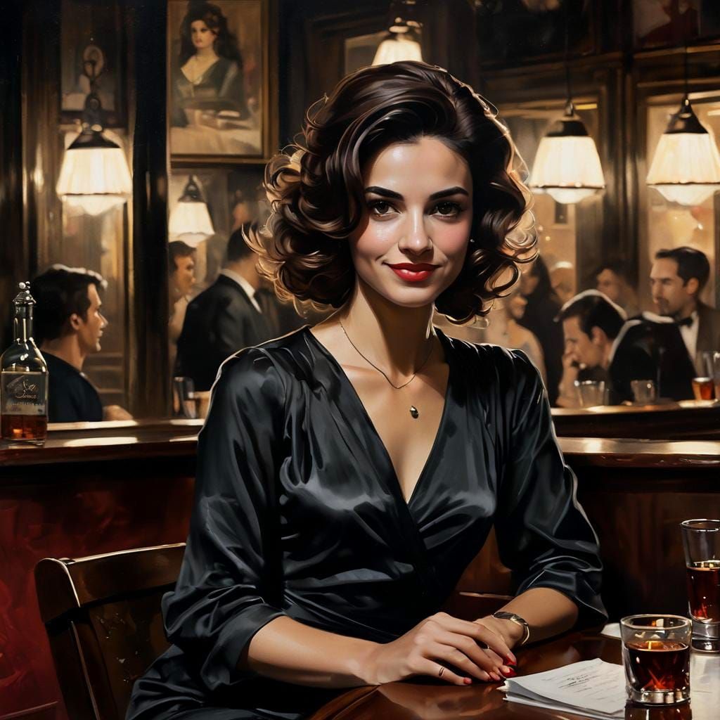 Ink Painting: Spanish-Jewish Con Artist in Nightclub