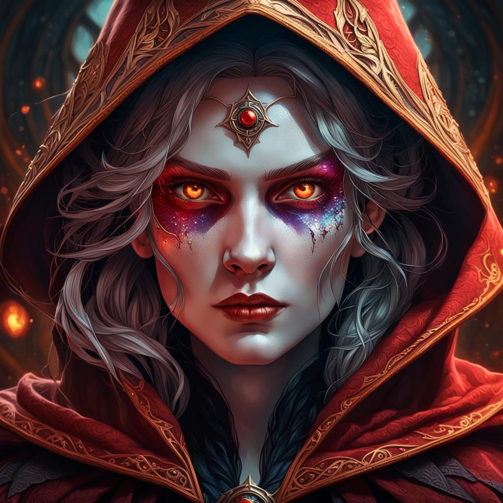 Dark Fantasy Witch Portrait in Digital Art Style
