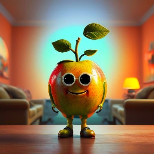 Mysterious, Anthropomorphic Fruits on Old Wooden Table