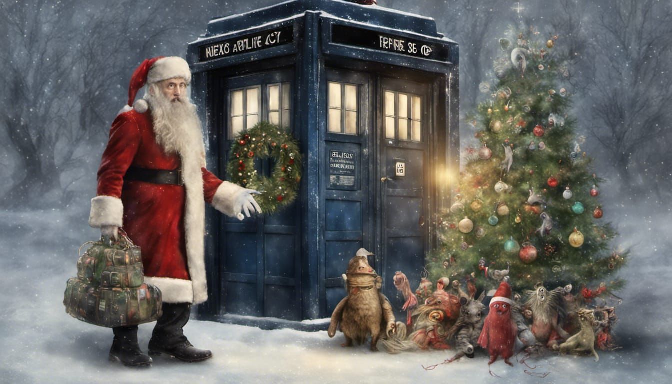 Dr. Who Christmas Scene in Whimsical Style