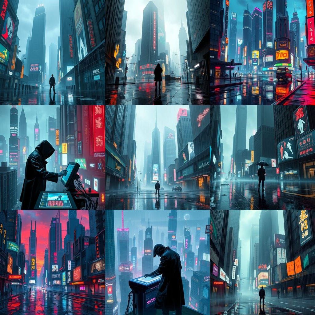Cyberpunk Cityscape with Neon Lights