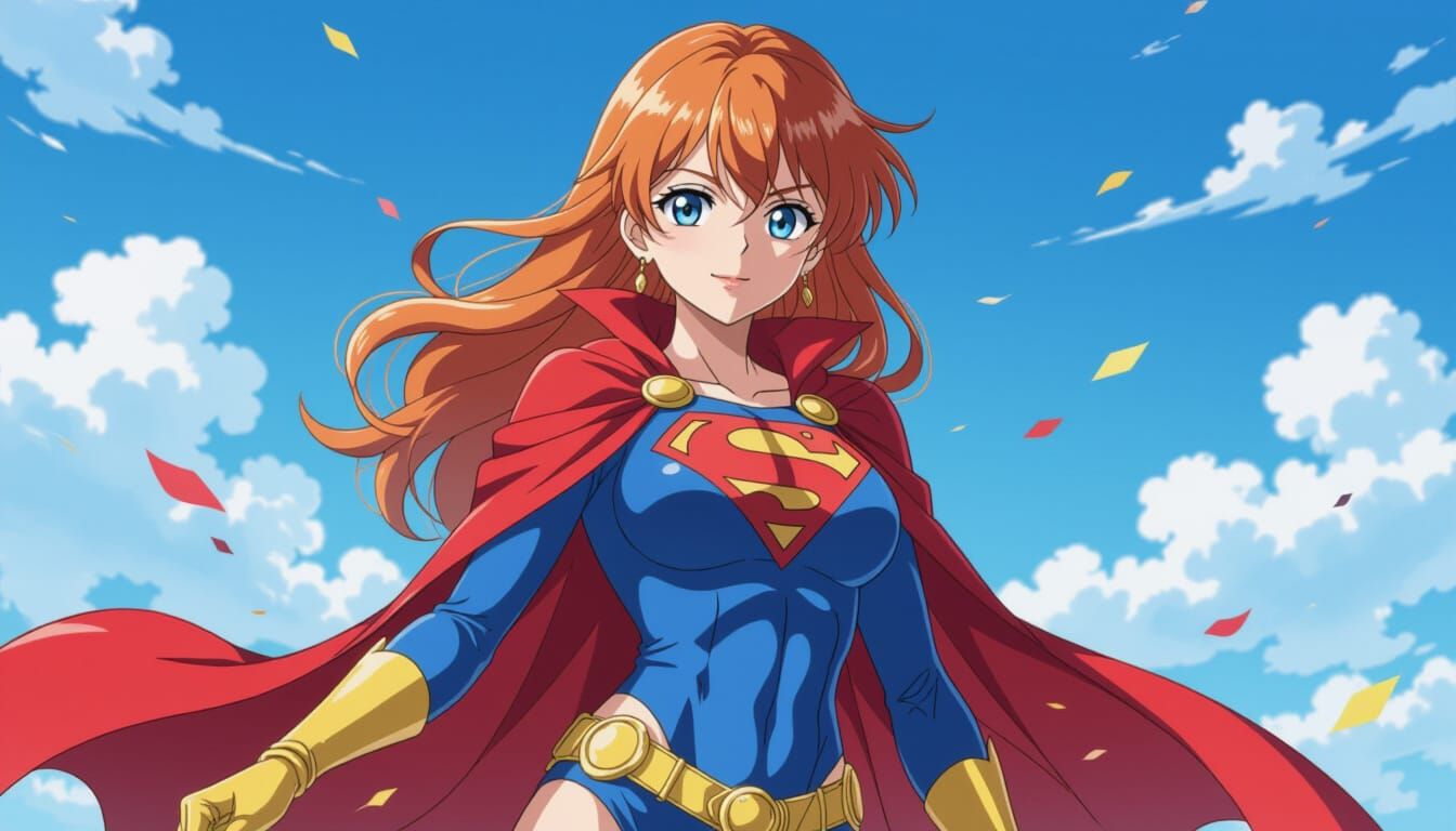 Anime-Style Superheroine in Tight Costume