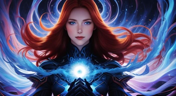 Surreal Woman Emanating Power in Vibrant Colors