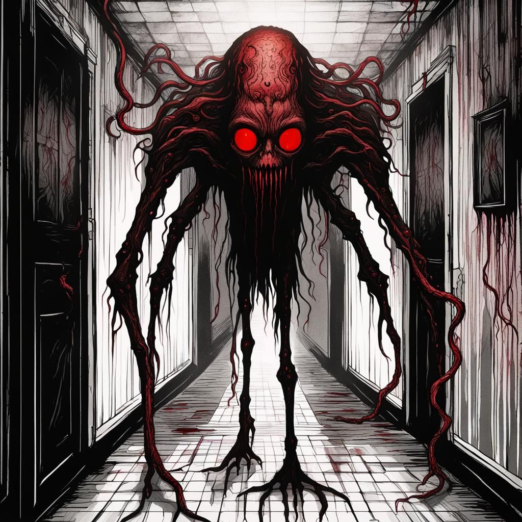 Eldritch Monster Silhouette in Manga Style