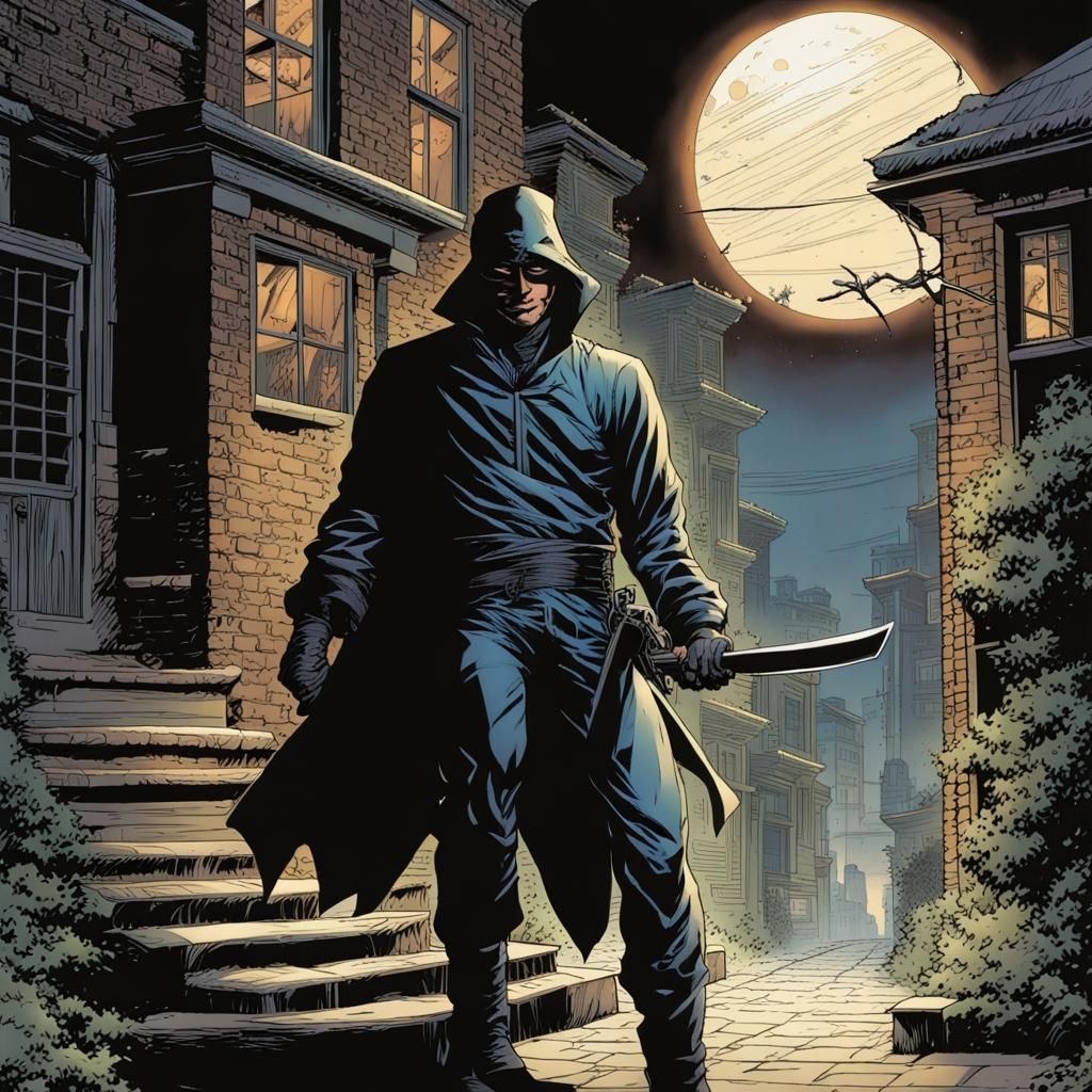 Nocturne Shadow: Ninja Fight in Comic Book Art