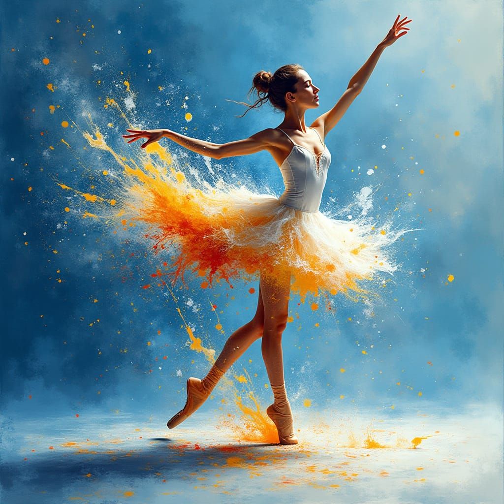 Ballet Dancer in Exploding Ink Splashes