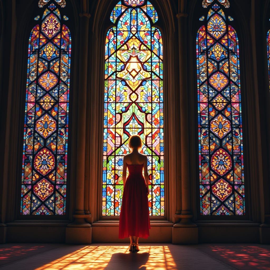 Vibrant Stained Glass Kaleidoscope Inspired by Gothic Art