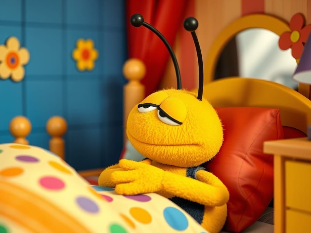 Muppet Bee Asleep in Bright Bedroom