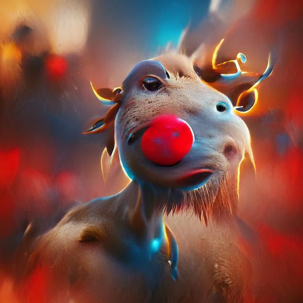 Futuristic Rudolph the Red-Nosed Alien, Digital Art