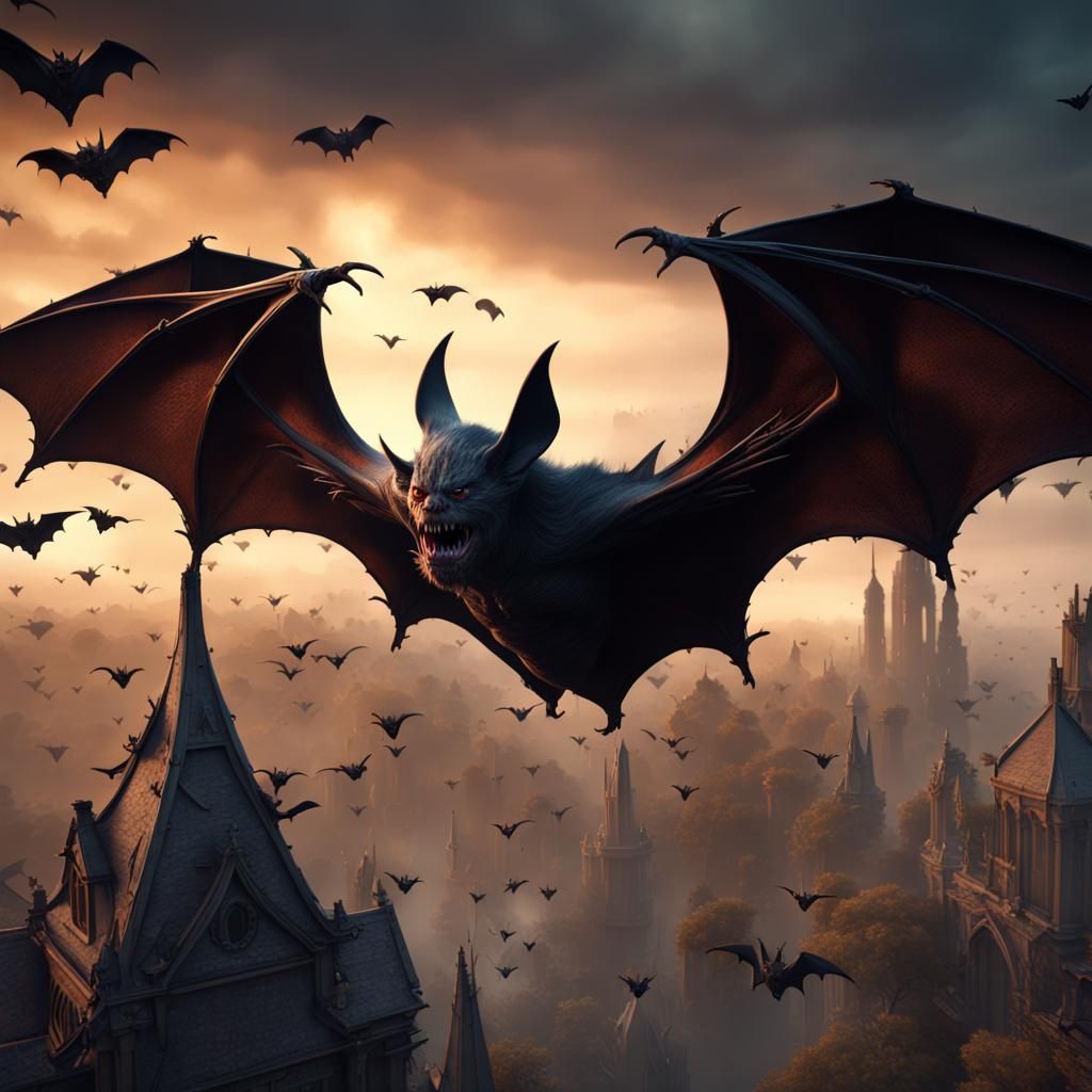 Bats Form a Monster: Detailed Fantasy Concept Art