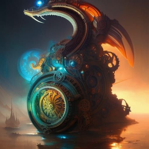 Steampunk Seahorses: Hyperdetailed Mechanical Concept Art