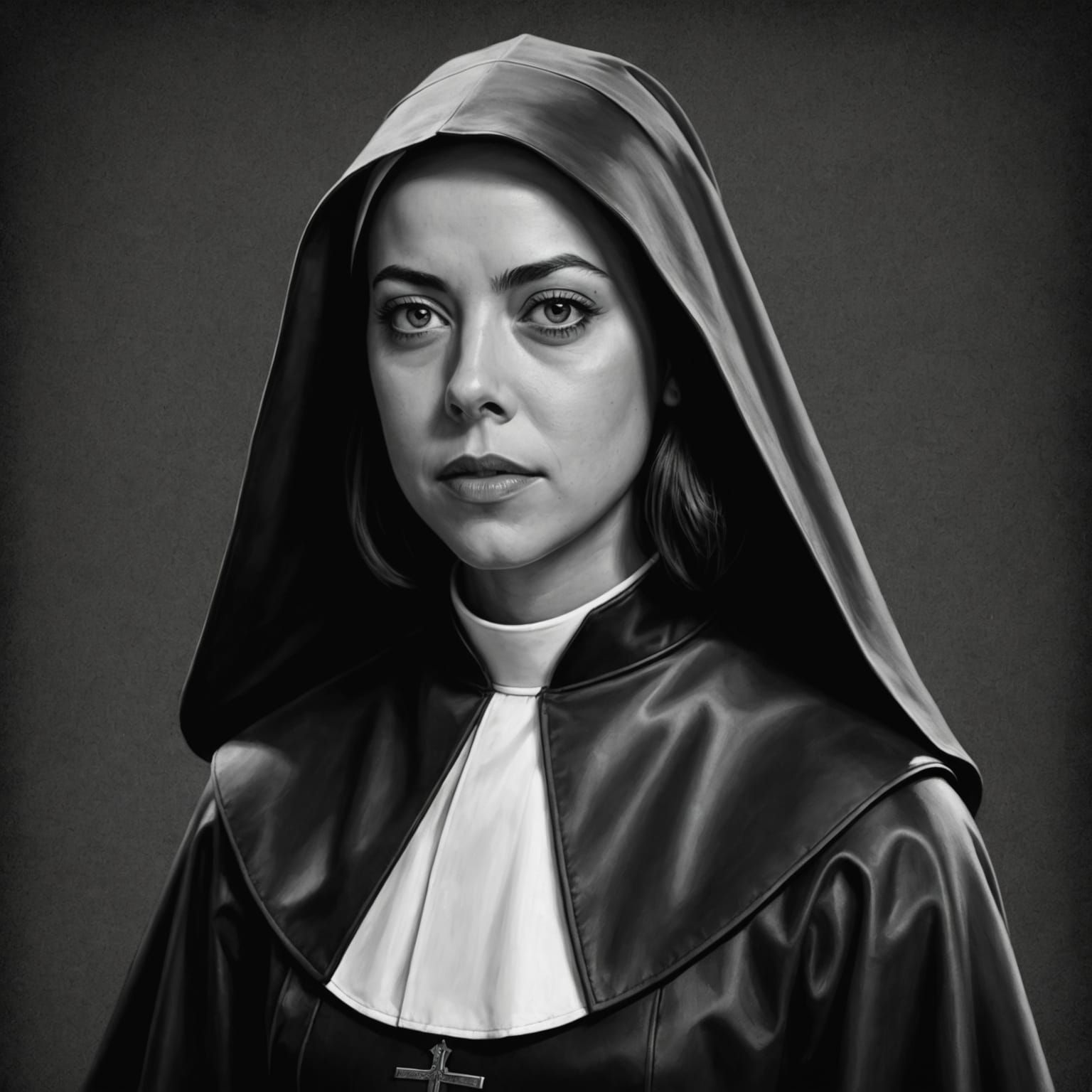 Aubrey Plaza as Innocent Nun in Charcoal