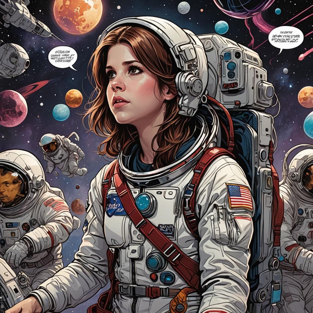 Anna Kendrick as Astronaut in Comic Book Style