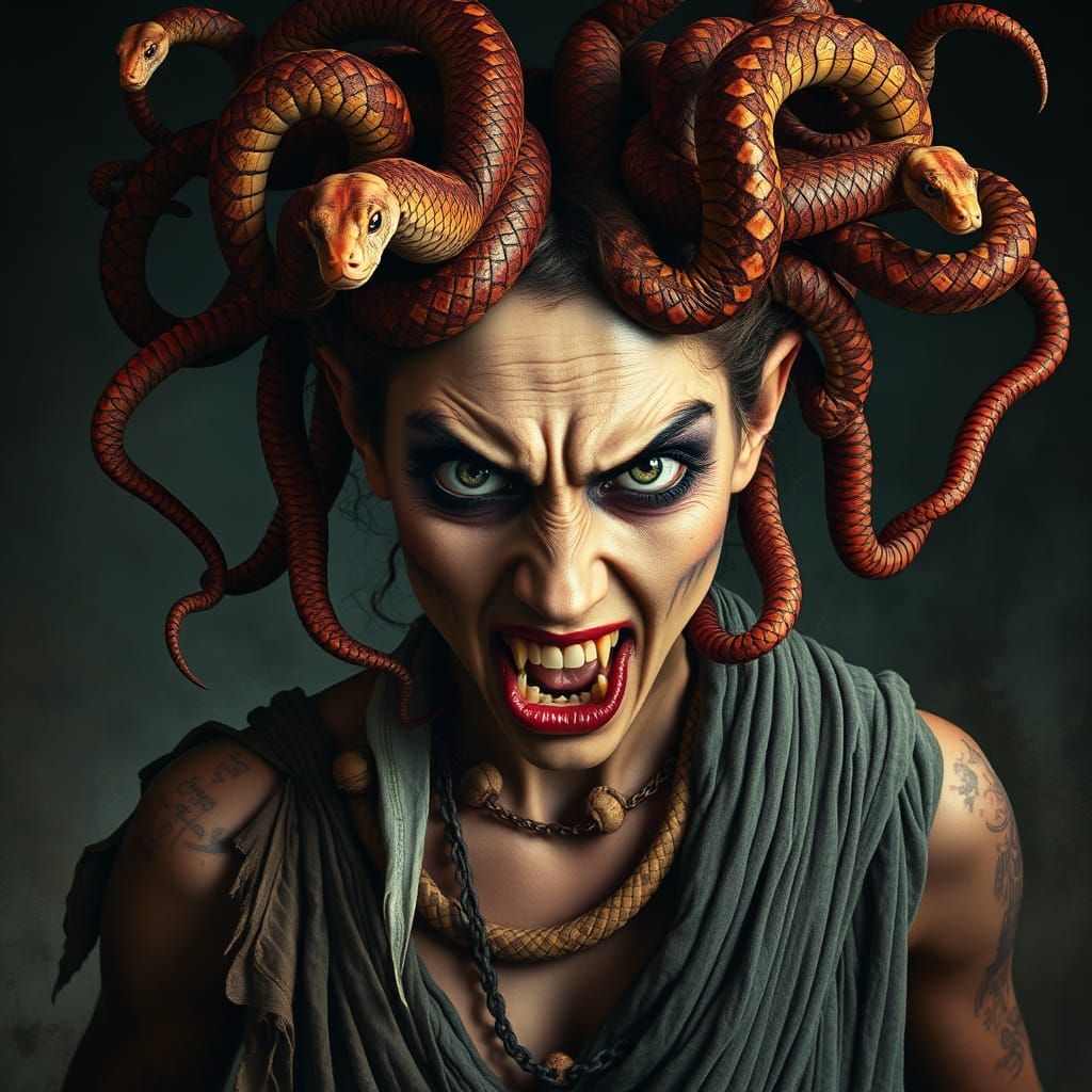Medusa with Snake Hair in Surrealist Style
