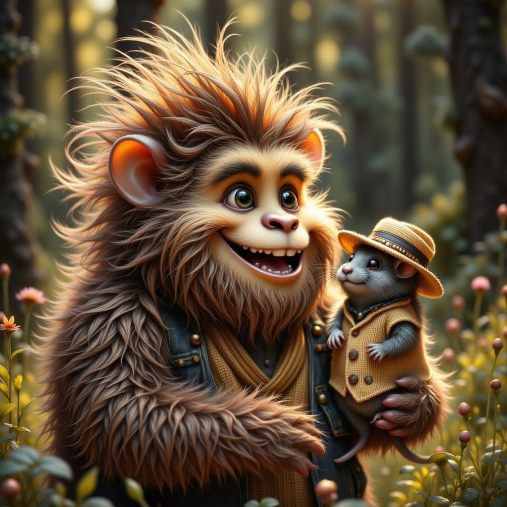 Bigfoot and Mouse Share a Tender Moment