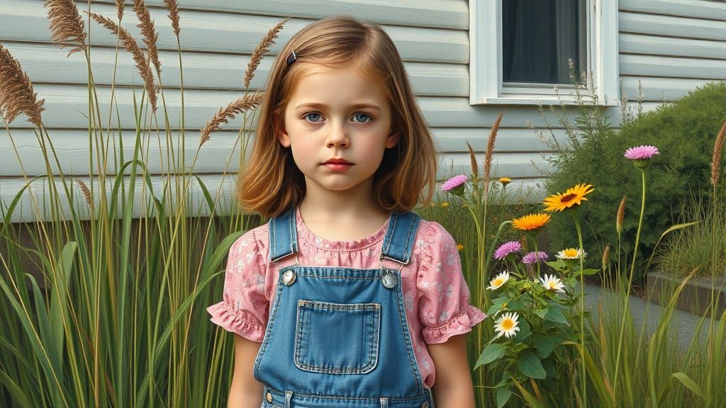 Girl in Overalls: Oil Painting Portrait