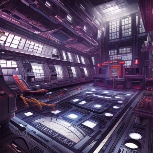 Cyberpunk Space Station Interior: Digital Matte Painting