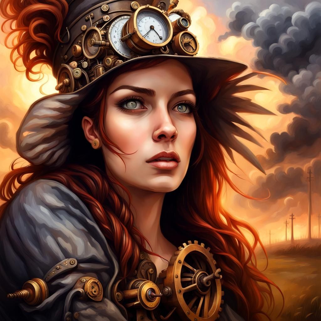 Steampunk Engine Signals Approaching Storm