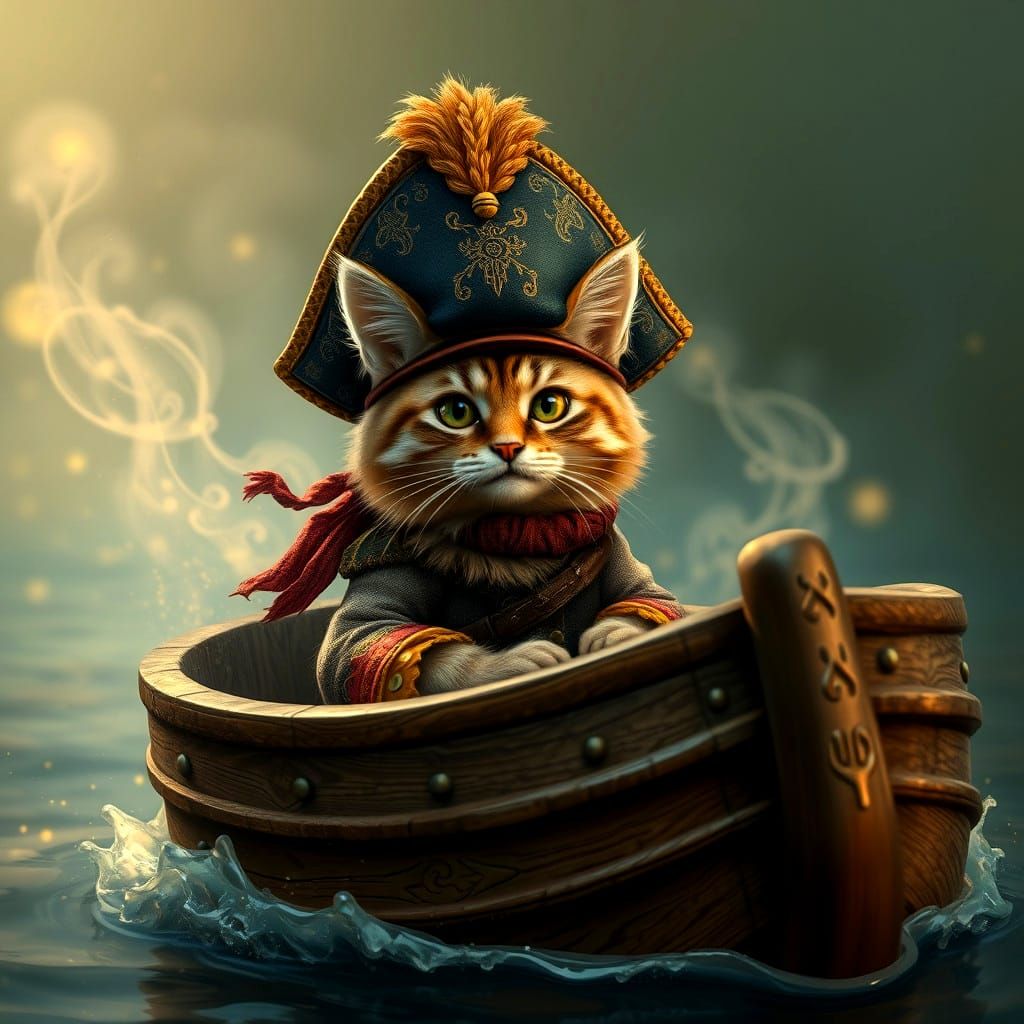 Captain Whiskers at Sea in Golden Splendor