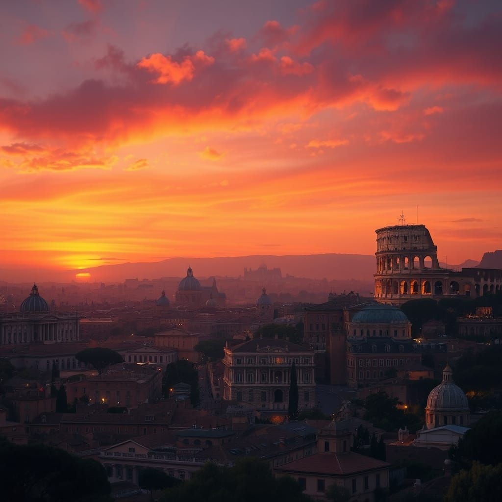 Rome at Dusk: Golden Hour Panorama