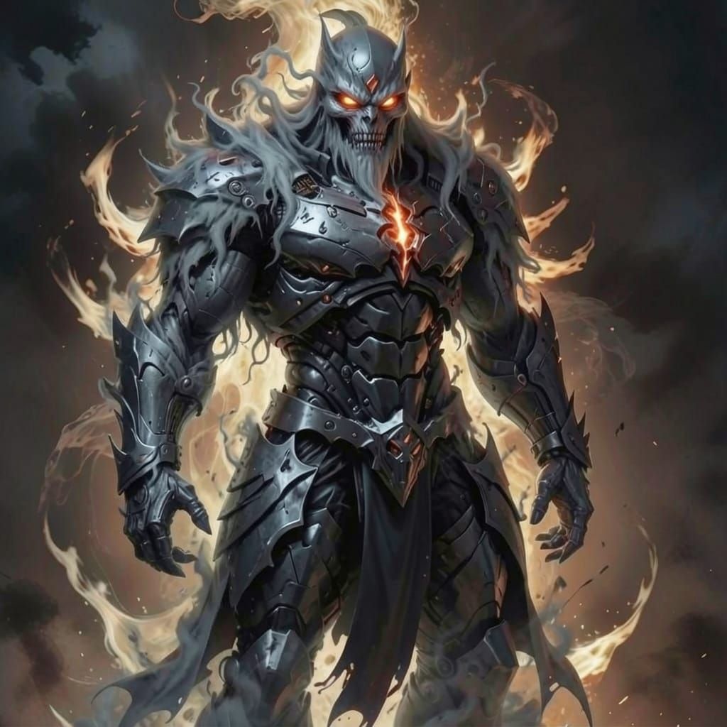 Demonic Armored Ghost Soldier with Menacing Aura