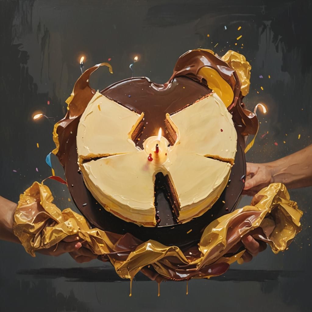 Woman with Birthday Cake: Vibrant Oil Painting