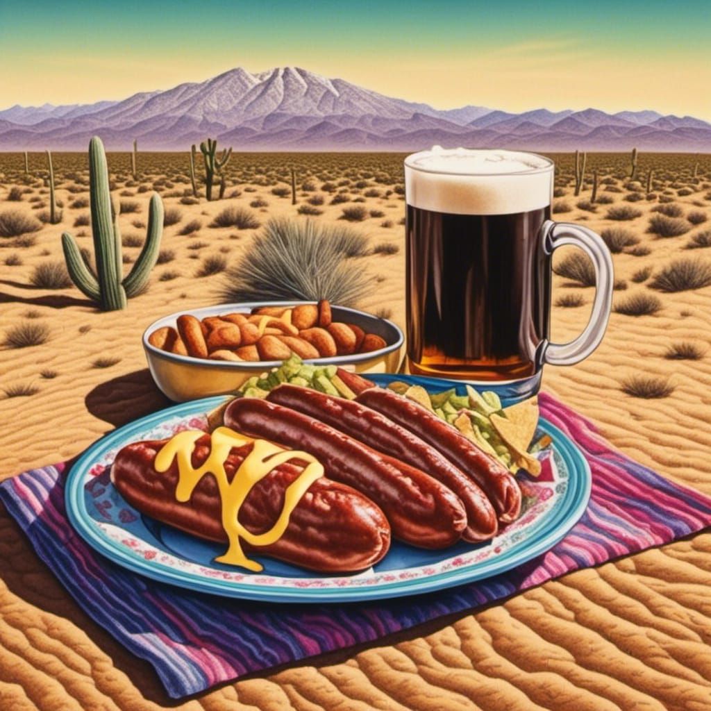 Bratwurst and Beer in Mexicali: Abstract Art