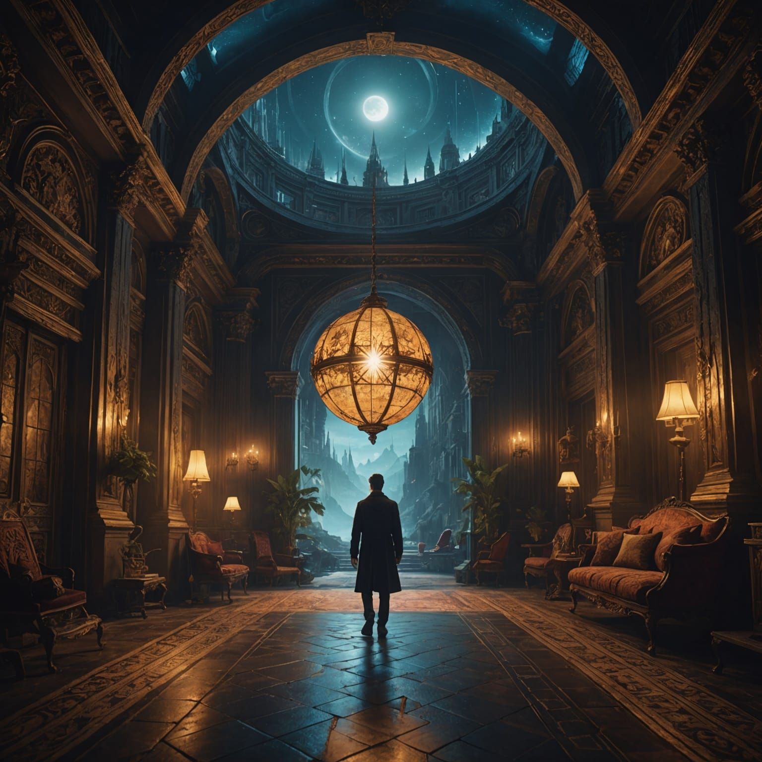 Dramatic Guiding Star Lamp in Digital Matte Painting