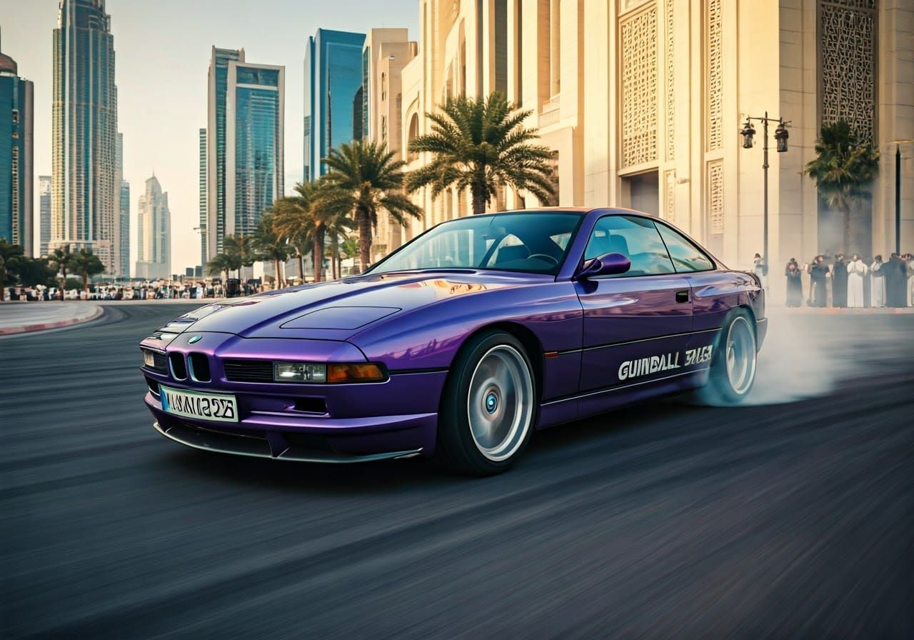 BMW 850CSI Drifting in Dubai, Digital Art