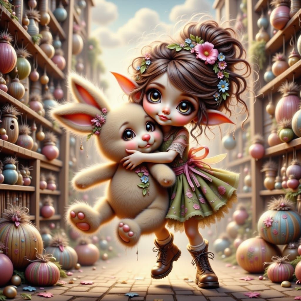 Pixie Steals a Glowing Stuffed Bunny in Bohemian Whimsy