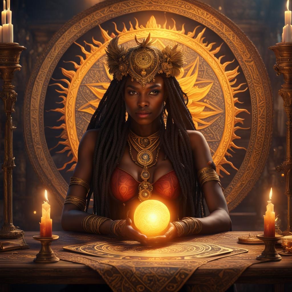 Voodoo Priestess at Tarot Table: Fantasy Concept Art